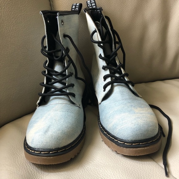 denim combat boots
